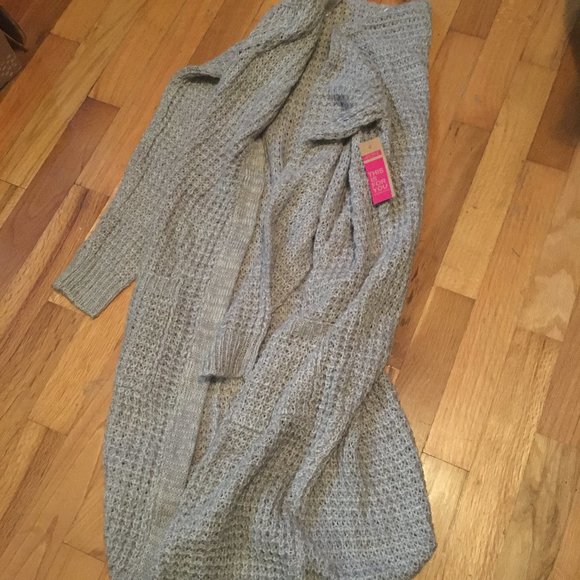 Grey knit long cardigan/house robe - Picture 2 of 2